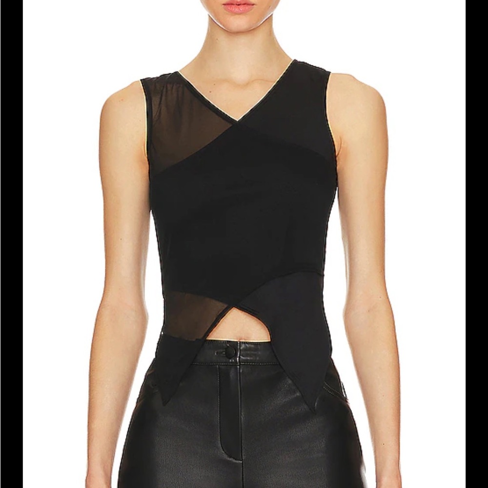 OW Collection Domino Chiffon Top in Black Caviar Size Small